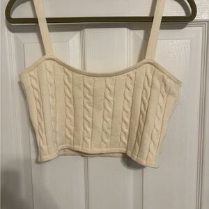 Altar'd State Cream Cable Knit Crop Top Large